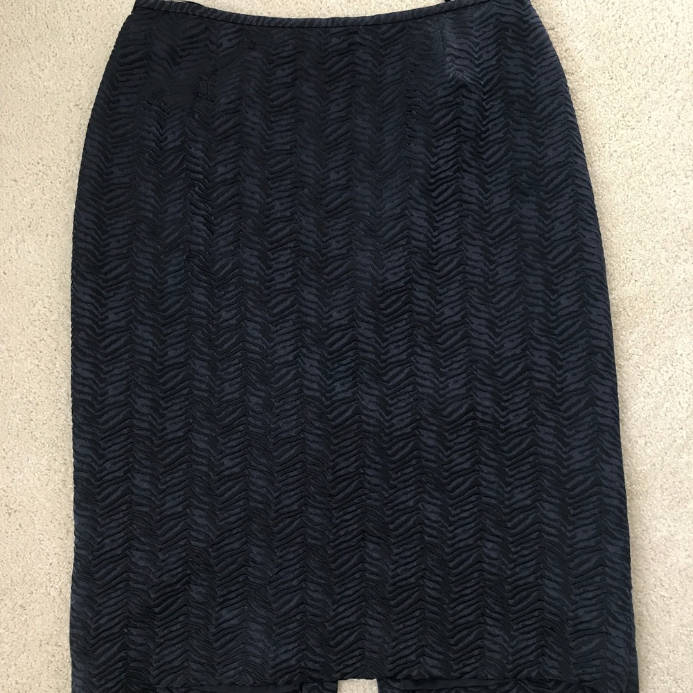 lafayette 148 pencil skirt navy zebra print 10